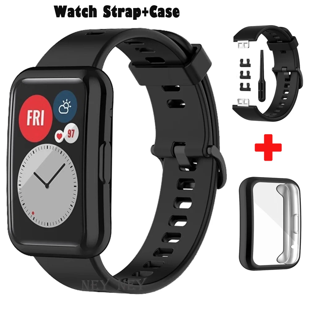 Durable TPU Case with Silicone Sport Band for Huawei Watch FIT – Women's Smartwatch Accessories Bundle