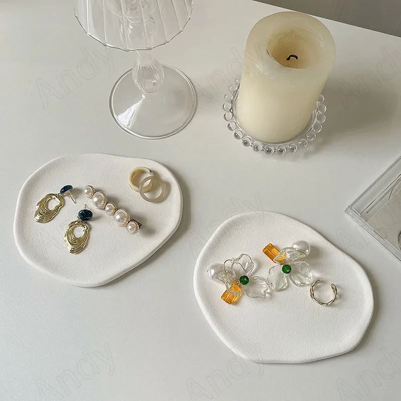 European Ceramic Storage Tray Modern Irregular Frosted Bedroom Jewelry Organizer Afternoon Tea Dessert Trays Home Decoration