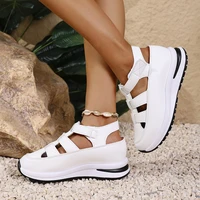 Sandales pour femmes été 2025 chaussures plate-forme compensée à talons hauts gladiateur confortable décontracté nouveau en luxe blanc bout rond en offre 6