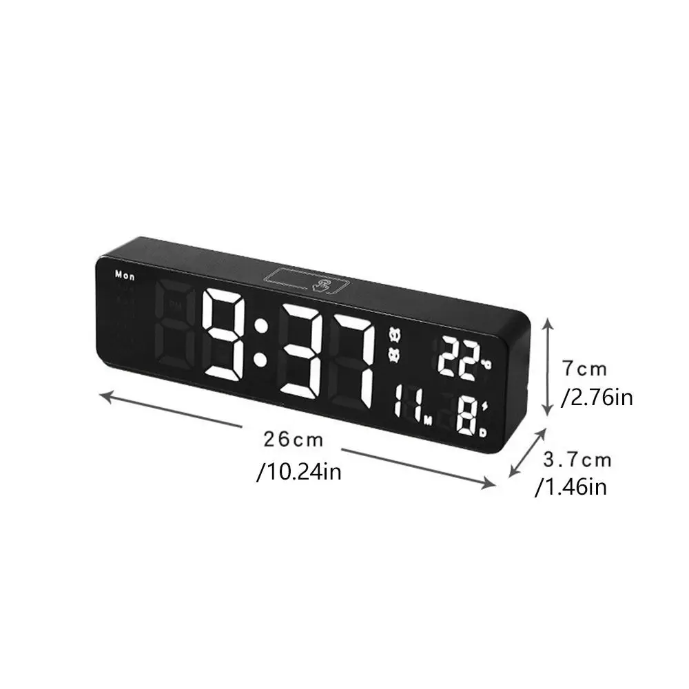 Temperature Display LED Digital Alarm Clock Date Display Dual Alarms Digital Wall Clock Week Display Touch Control
