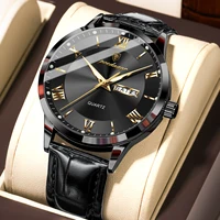 POEDAGAR Original Luxury Wristwatch For Men Waterproof Luminous Date Week Leather Man Watch Simple Business Quartz Men's Watches
