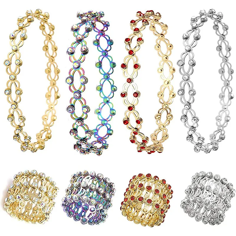 

Creative Magic Stretch Rings for Women 2 In 1 Transformable Bracelets Exaggerated Adjustable Ring That Can Be Worn As A Bracelet