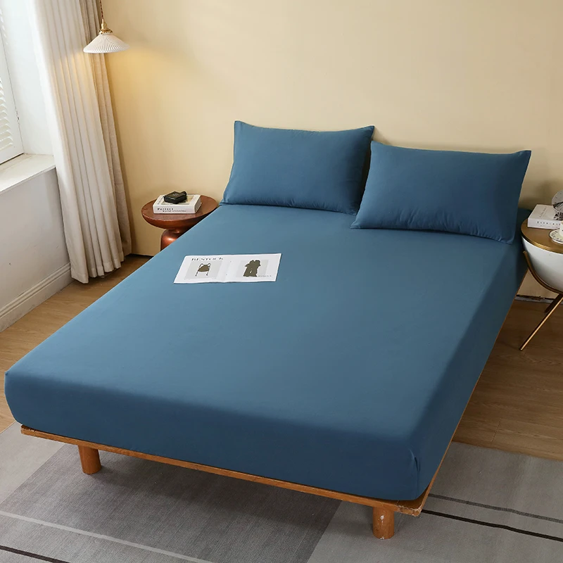 High-Quality Fitted Sheet Cotton Mattress Cover With Elastic Band Bedsheet Solid Color Single Double Full Queen Size Fitsheet