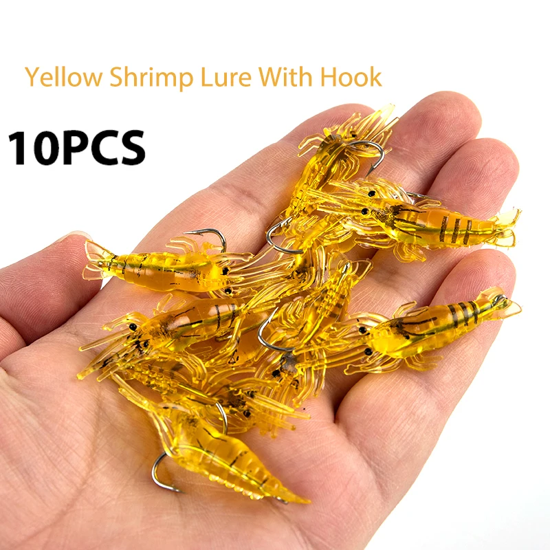 10 x 4cm Artificial Shrimp Soft Bait Fake Lures Bionic Shrimp Worm For Fishing Bait Hook Crankbait Lures Fishing Supplies