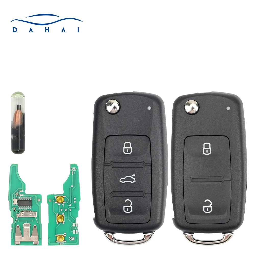 Dahai 5K 0837202 AD / 202Q รีโมทกุญแจรถสําหรับ VW Beetle Eos Golf 6 Jetta Tiguan ที่นั่ง Skoda Fabia 434 Mhz ID48 ชิป
