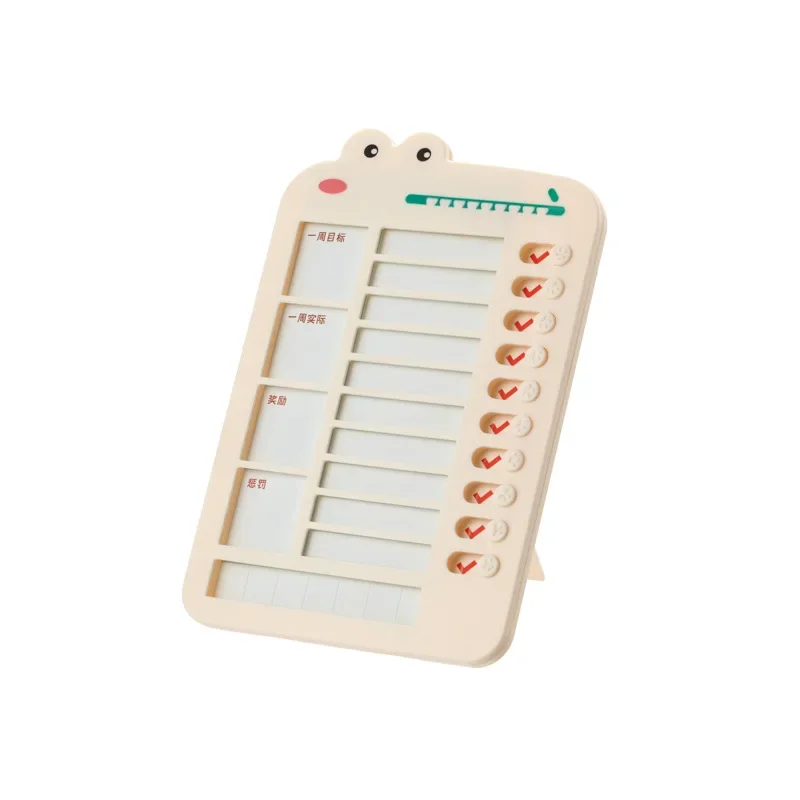 Cute Crocodile Memo Checklist Board Children's Self-discipline Punch Card Wall Hanging Reusable Checklist Schedule Memo Board