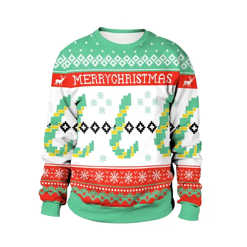 Men Women Llama Ugly Christmas Sweatshirt 3D Funny Print New Year Eve Xmas Sweater Couples Pullover Holiday Party Jumper Tops - Image 10