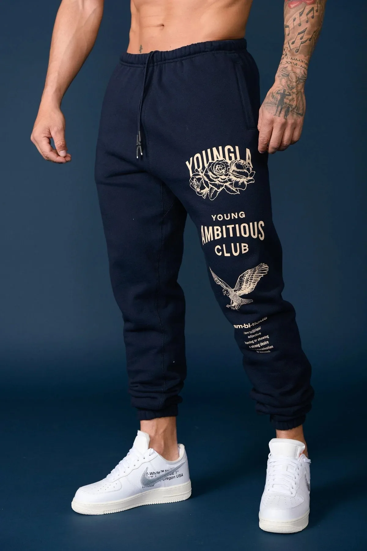 YA Men Jogger Sweatpants American Style Men's Clothing Gym Sports Fitness Cotton Casual Pants Printed Mid Waist Drawstring Pants 2