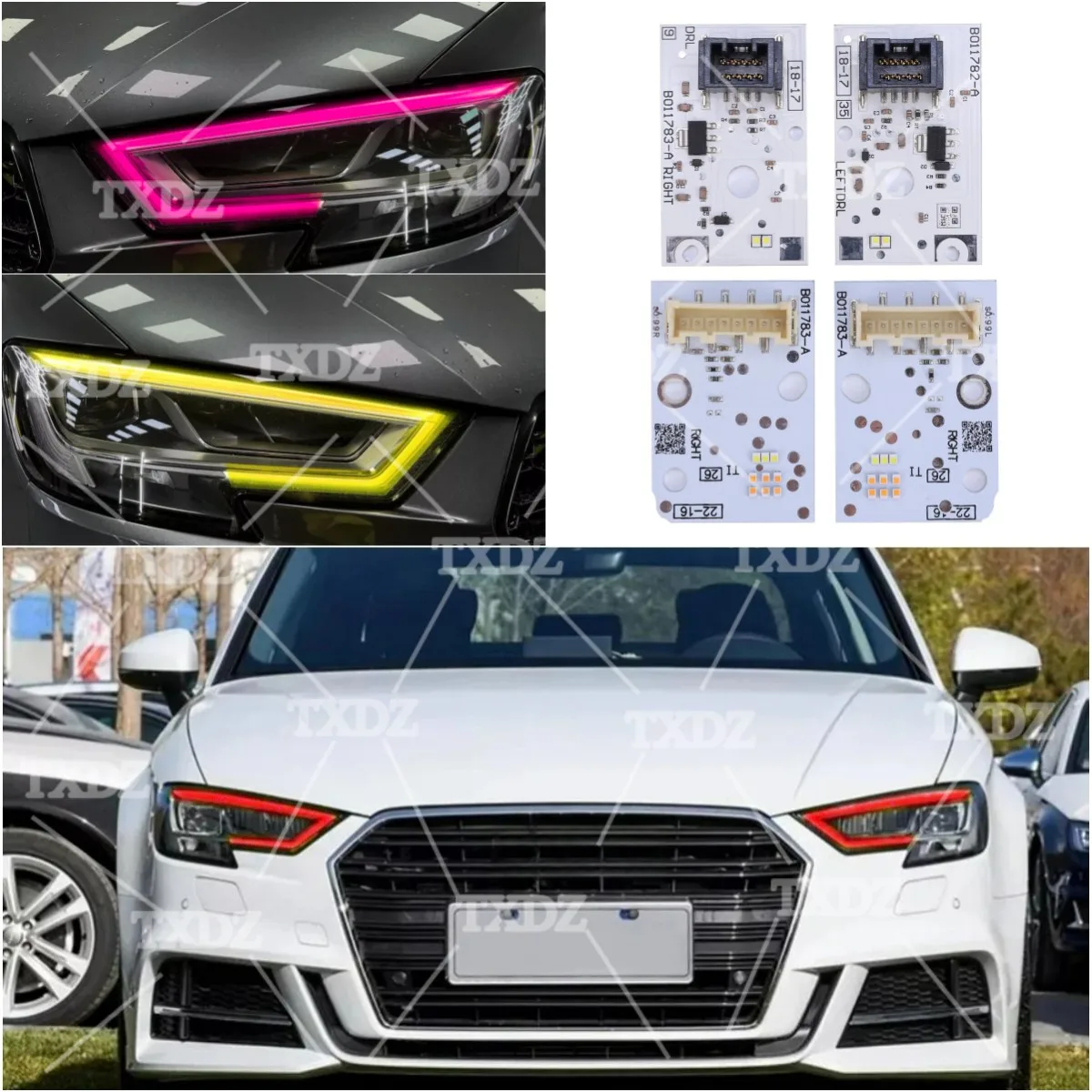 2017 2018 2019 2020 아우디 A3 S3 RS3 풀 LED 헤드라이트 주간 주행등 모듈용 비-RGB DRL LED 보드 (레드 블루)