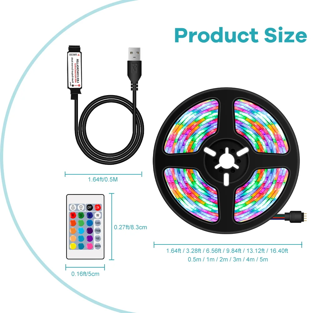 LED Strip Lights RGB 2835 Remote Control Color Changing Tape Lights Neon Night light for Home Party Decoration TV Backlight