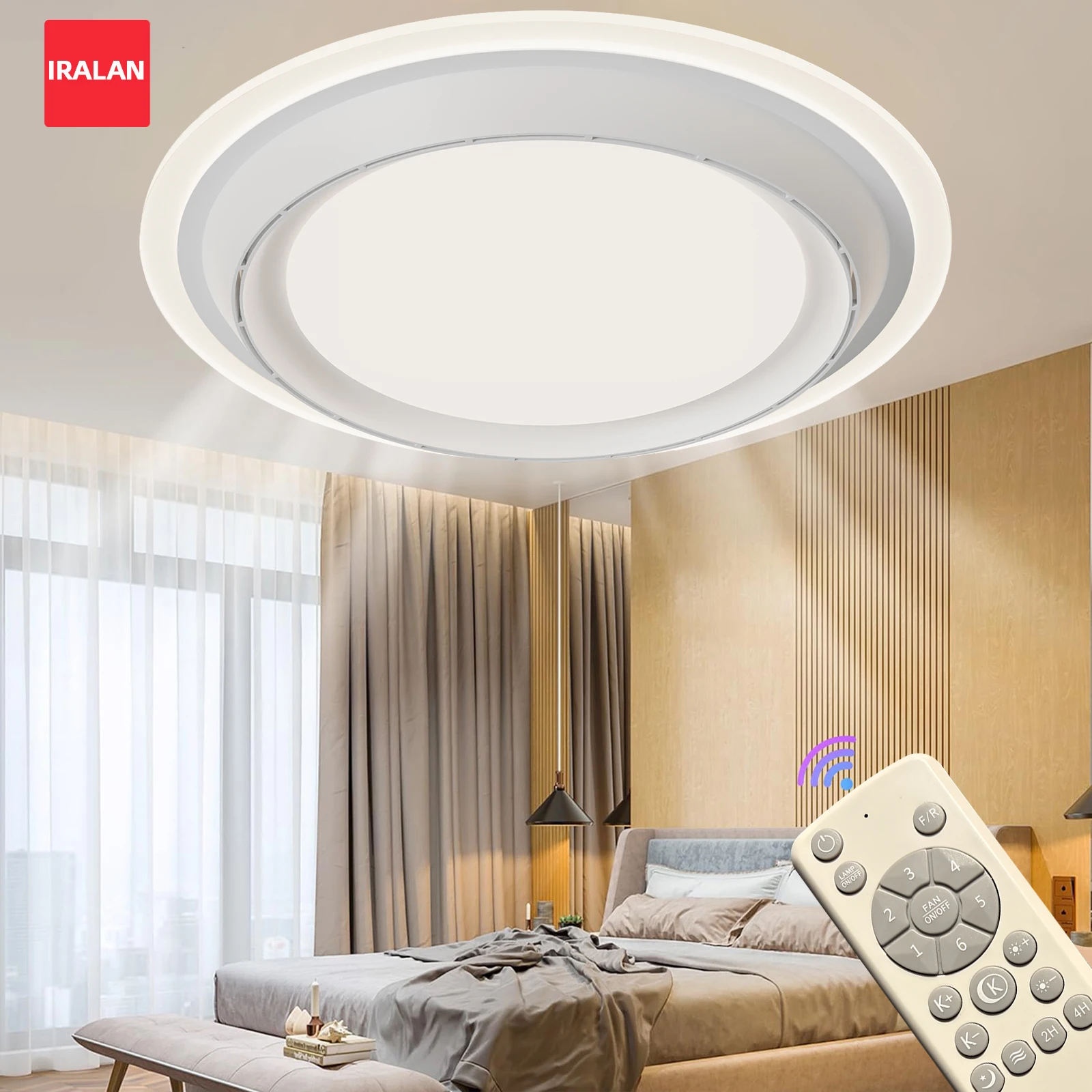 Silent Leafless Ceiling Fan Light 6-speed Dimmable Living Room Smart Remote Control Restaurant Fan