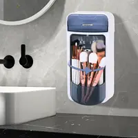360 Rotation Makeup Brush Organizer, Wall-Mounted Bathroom Counter Organizer with Drawer Storage Box Holder 1