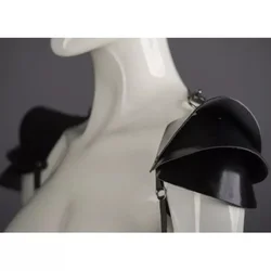 Adult Gothic Shoulder Armor: Black PU Leather Harness Cape for Medieval Warrior Cosplay (Black)