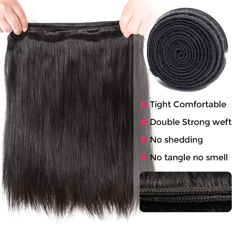 Straight Hair Bundles Brazilian Virgin Human Hair Bundles Straight 18-30 Inch 100% Unprocessed Virgin Weave