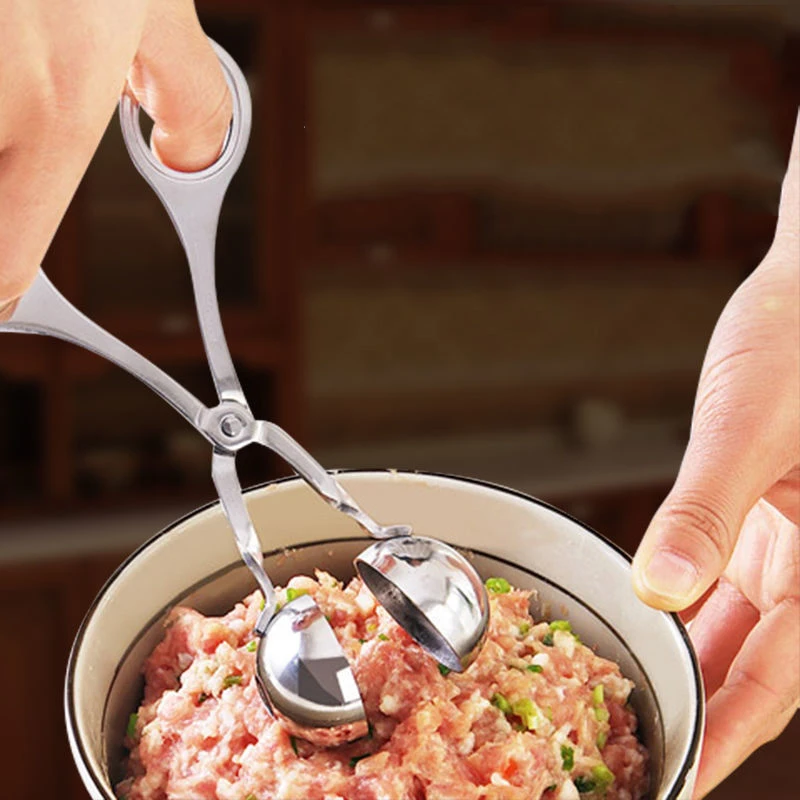 Stainless Steel Meatball Clamp Pill Round Rice Ball Maker Clip Tongs with Grip Pork Beef Meat Kitchen Cooking Tools DIY Gadget meatball maker