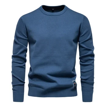 Nuovo maglione da uomo in cotone di alta qualità solido girocollo alta elasticità caldo pullover in maglia moda di strada casual felpa da uomo 1