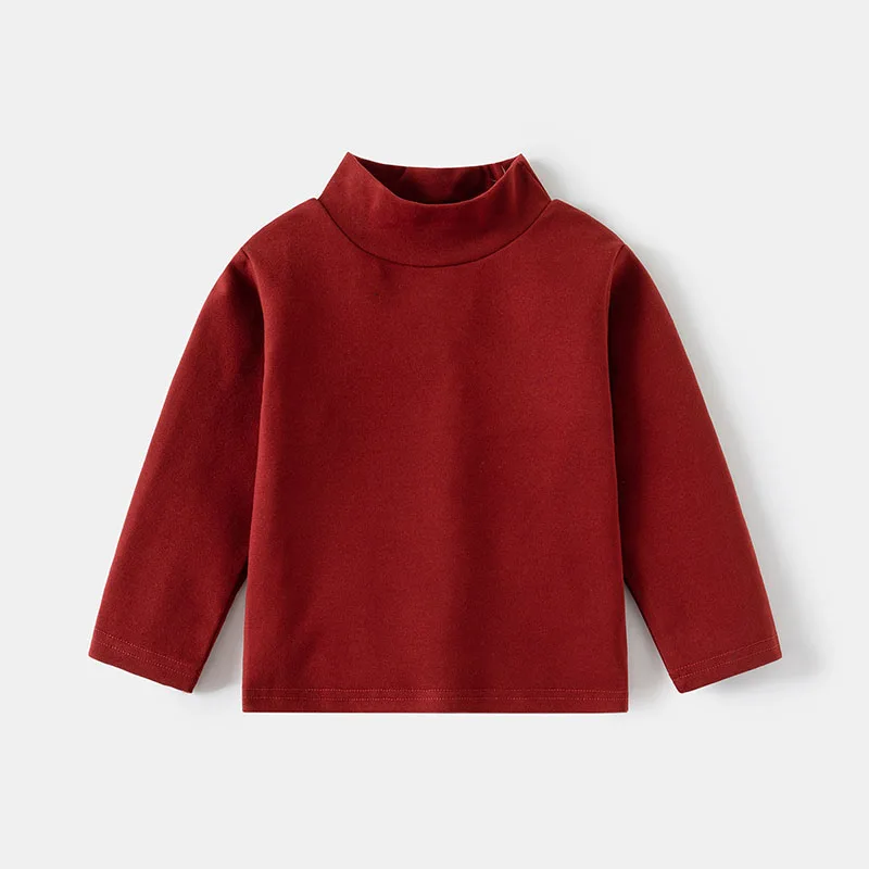 Autumn Kids Solid Color High Collar Undershirts