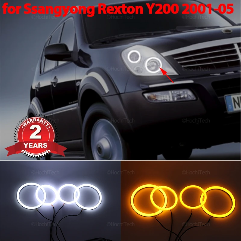 

Turn Signal Switchback White Yellow Halo Ring Angel Eyes Cotton LED Light Rings for Ssangyong Rexton Y200 2001-2005 Car-styling