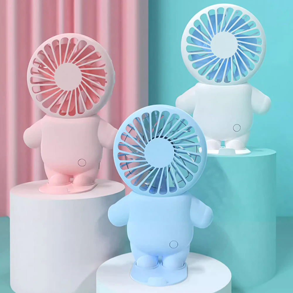 Mini Astronaut Handheld Fan Portable Cooling Fan With Base Three Speeds Cooling Fan Strong Wind Quiet Operation Work Fan For Home Bedroom Office De Astronaut Rechargeable USB Mini Pocket Handheld Fan Indoor Office Household  Fan 3 Adjustable Speed Portable Battery Fan