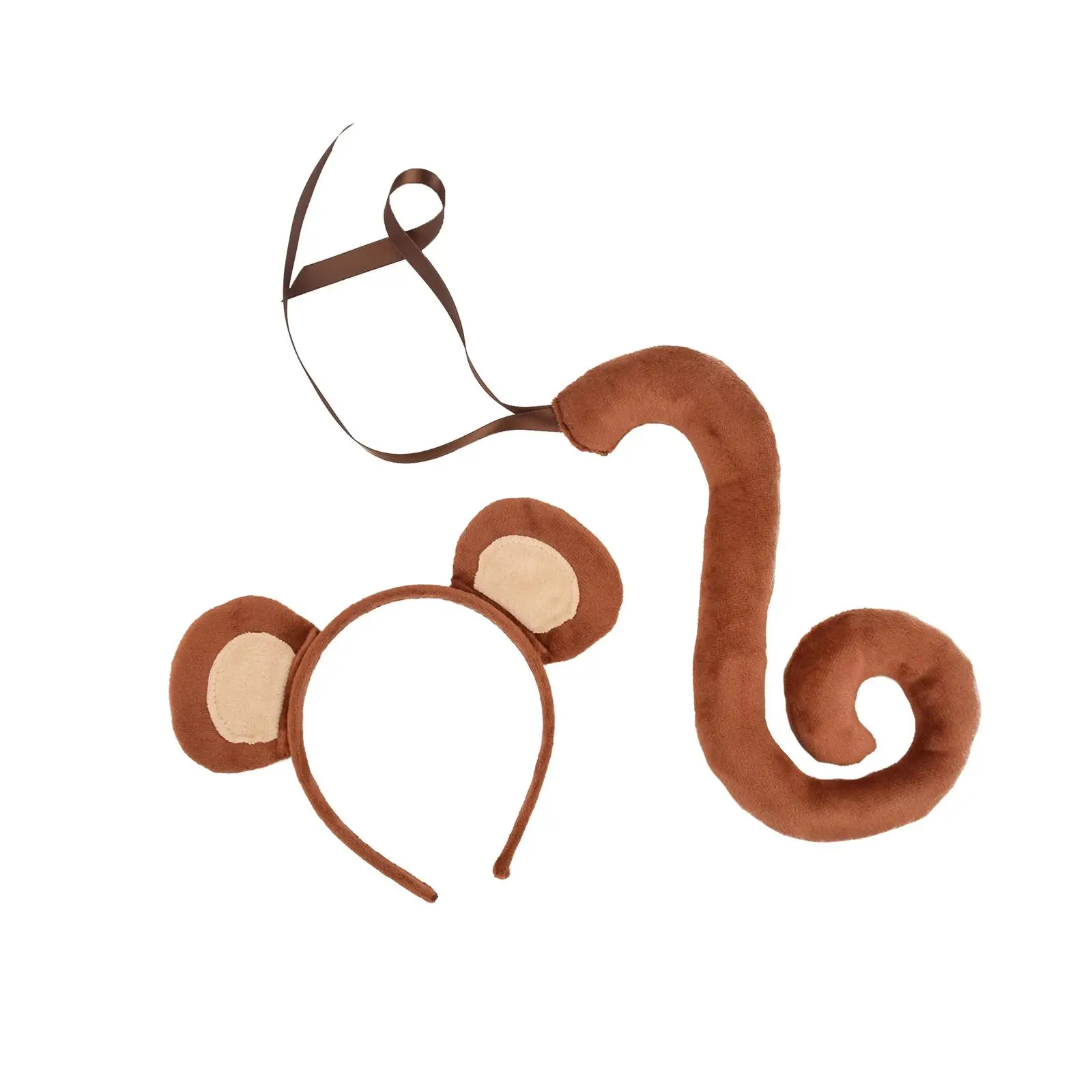 Monkey Ears Long Tail Set Headwear Cat Ear Headband Hair Clip Dance Carnival Fancy Party Children Adults
