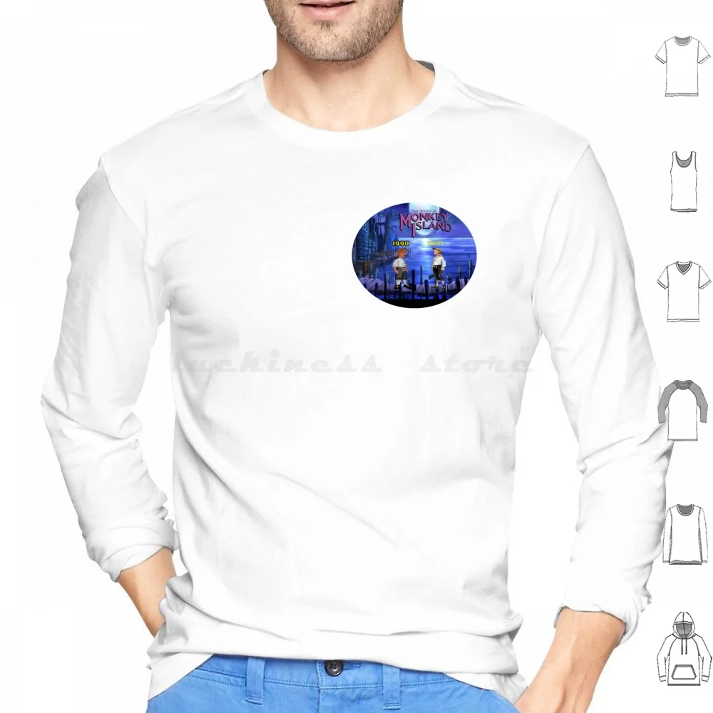 Guybrush 90-09 Felpe Con Cappuccio Manica Lunga Monkey Island Guybrush Monkey Island Lucas Lechuck Pirate Pixel Threepwood 8 Bit