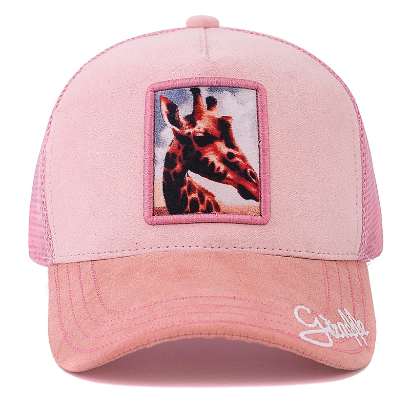 Hot Sale Unisex Rich Color Trucker Hat Giraffe Pattern Patch Design Suede Hat Women And Men Summer Animal Mesh Baseball Cap ﻿