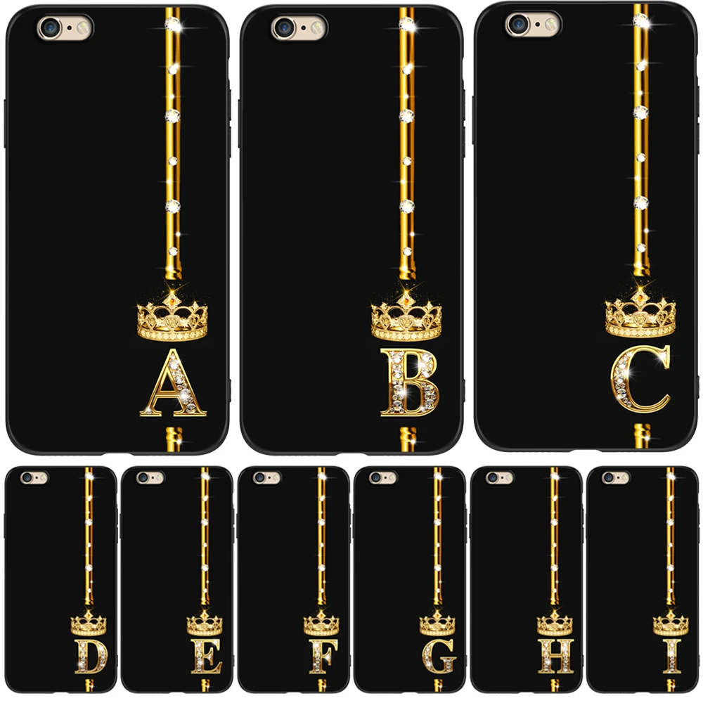 Per Iphone 5 S 5 S Se 2016 4.0 "Custodia Per Telefono Su Apple Iphone 6 S 6 S Plus Funda Bumper Custodia In Tpu Nero Lettere Dorate