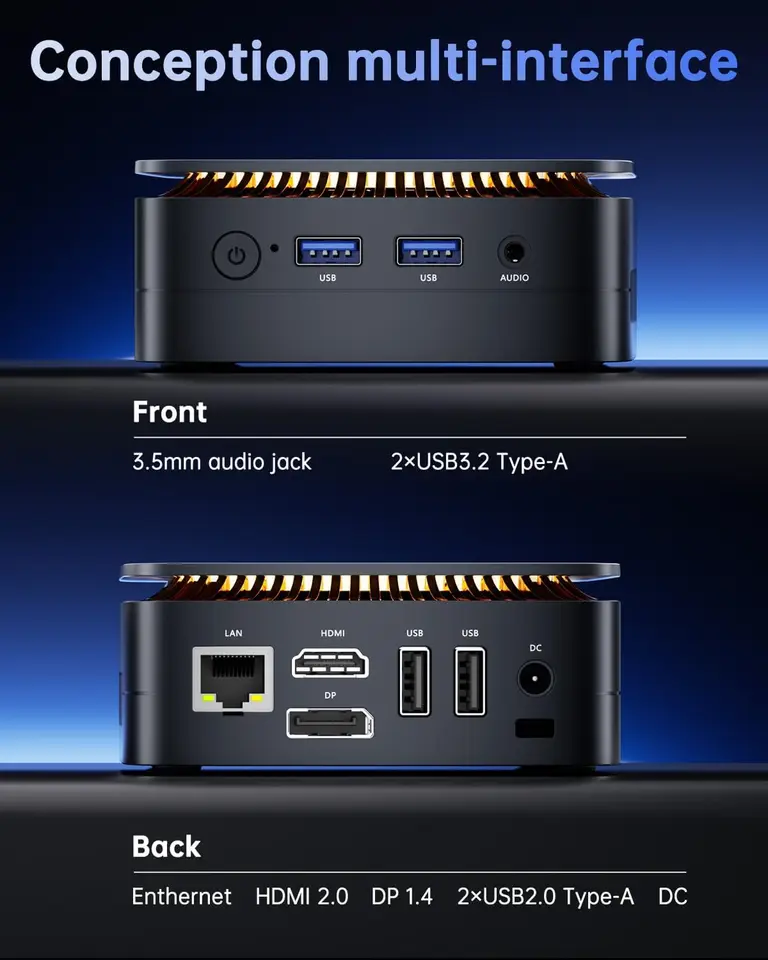 KAMRUI Mini PC Intel Alder Lake N95 8GB DDR4 256GB PCIe M.2 SSD