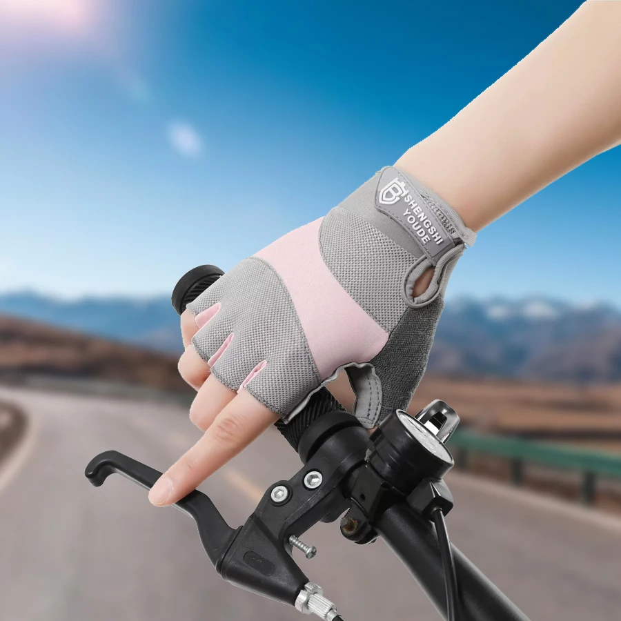 Sports Half Finger Gloves Fitness Rubbing Iron Outdoor Wear resistant Cycling Anti slip Dew Finger Fishing Road Asia Summer Shoc 3
