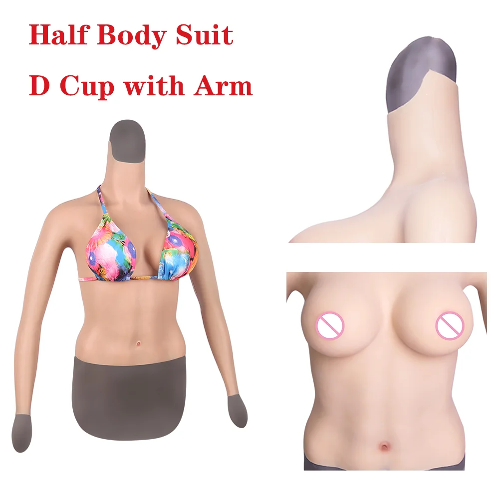 

Cosplay Silicone D Cup Breast Forms with Arm Half Body Suit Artificial Realistic Chest Cosplay Costumes For Transgender