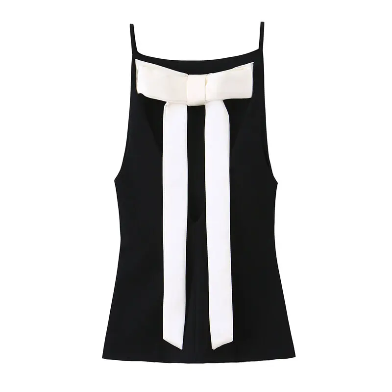 Winter 2025 Women's Faion Ba Bow Design Top New Arrival Vest Strap Outwear Regular Length Other Material 00%