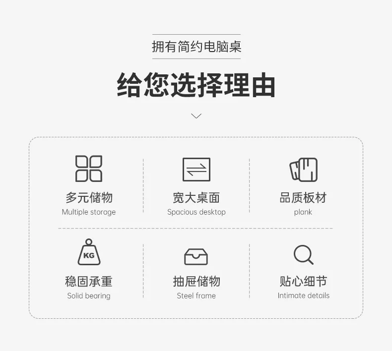 Description Picture 3 of itemModern Wood Office Desks Simplicity Study Cmputer Table Bedroom Home Office Desks Table Computer Bureaux Meuble Work Furniture