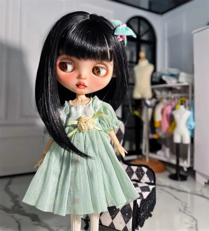 

Одежда для куклы ICY DBS Blyth 30 см 1/6 OB24 элегантное весеннее зеленое платье для куклы аксессуары для волос подарок игрушка для девочки аниме одежда