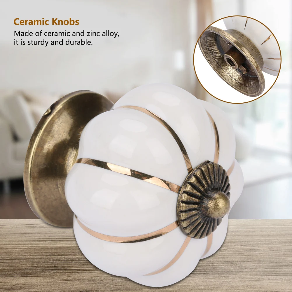 Ceramic Pumpkin Knobs European Style Handle Pull for Room Cabinet Drawer Furniture
