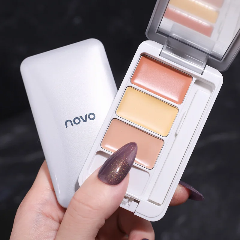 

NOVO 3-Color Concealer Palette Strong Concealer Covering Acne Marks Spots Blemishes Lighten Dark Circle Tattoos Makeup Cosmetics