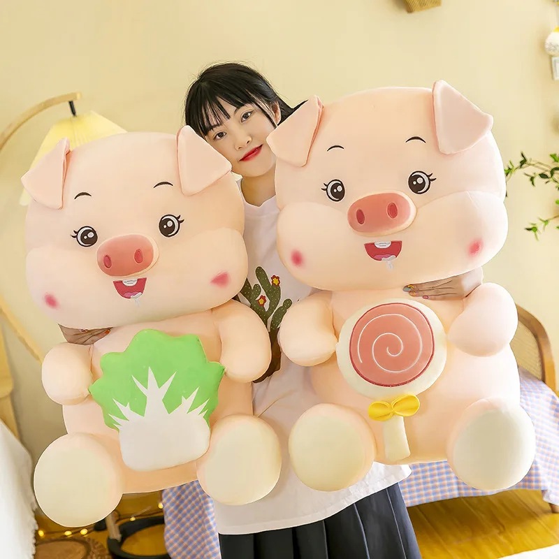 

Plush Toy Cute Pink pig Doll Cartoon Animal pig Cloth Doll Good moral Lucky Cabbage lollipops Christmas Birthday Gift