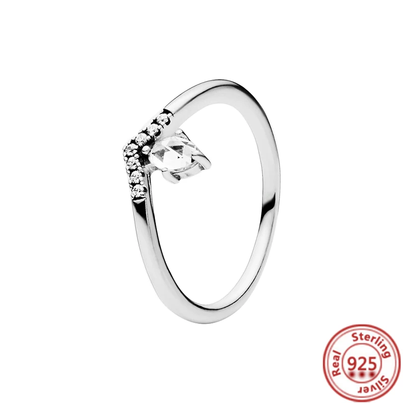 thumbnail image 1 of Authentique 100% 925 argent Sterling couronne coeur fleur aile clair Zircon scintillant CZ Pantaro anneaux pour femmes bijoux anniversaire, 1 of 5