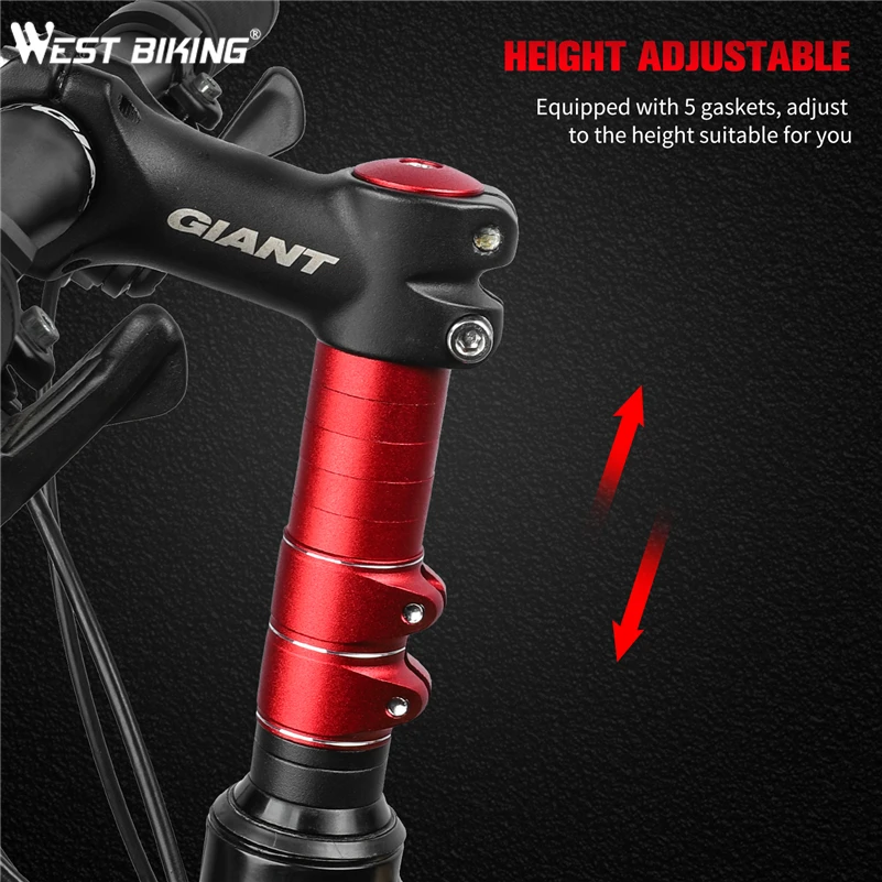 WEST BIKING Bicycle Stem Booster Aluminum Alloy Adjustable Bike Stem Extend Bike Handlebar Heighten Front Fork Bike Accessorie