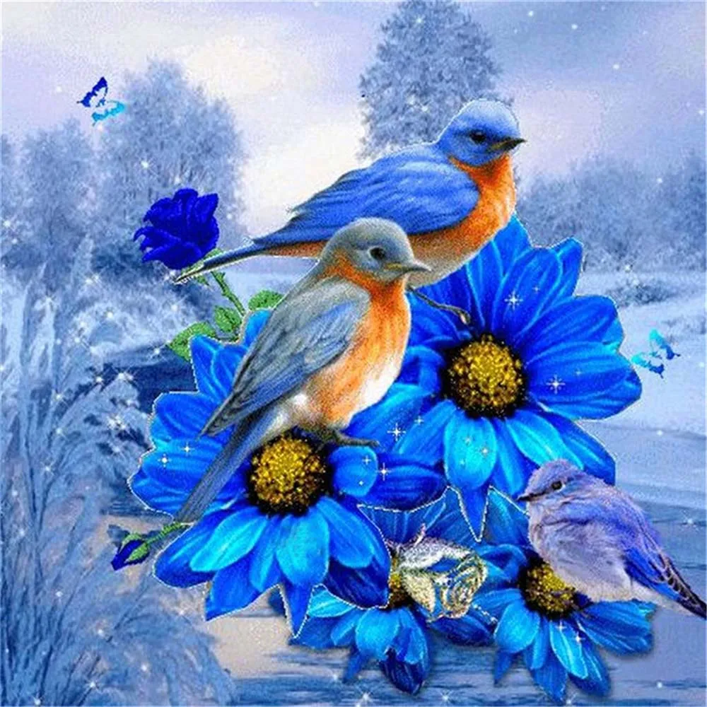Birds and Flowers Printed Cross Stitch Kits DIY Hummingbird Pattern Embroidery New Fashionable Handmade Hanging Painting Craft