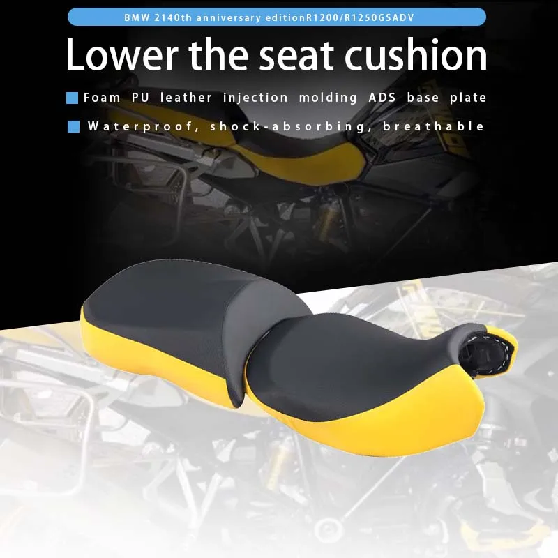 For Bmw R1250gs R1200gs Adv Motorcycle Rear Seat Cushion Black Soft Artificial Leather Cushion