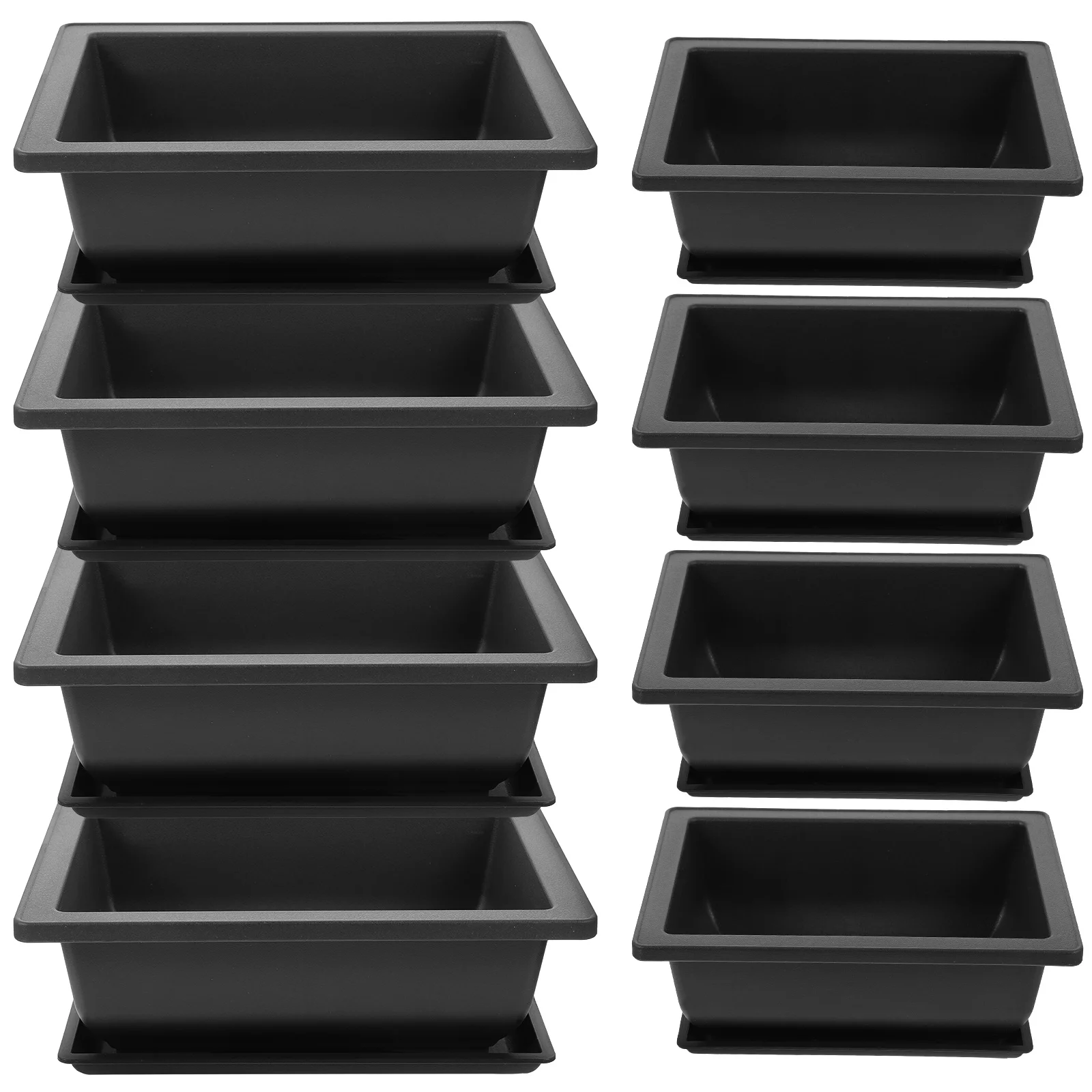 

8 Sets Flowerpot Bonsai Pots Outdoor Practical Home Large Indoor Plastic with Tray Rectangular Household Planting