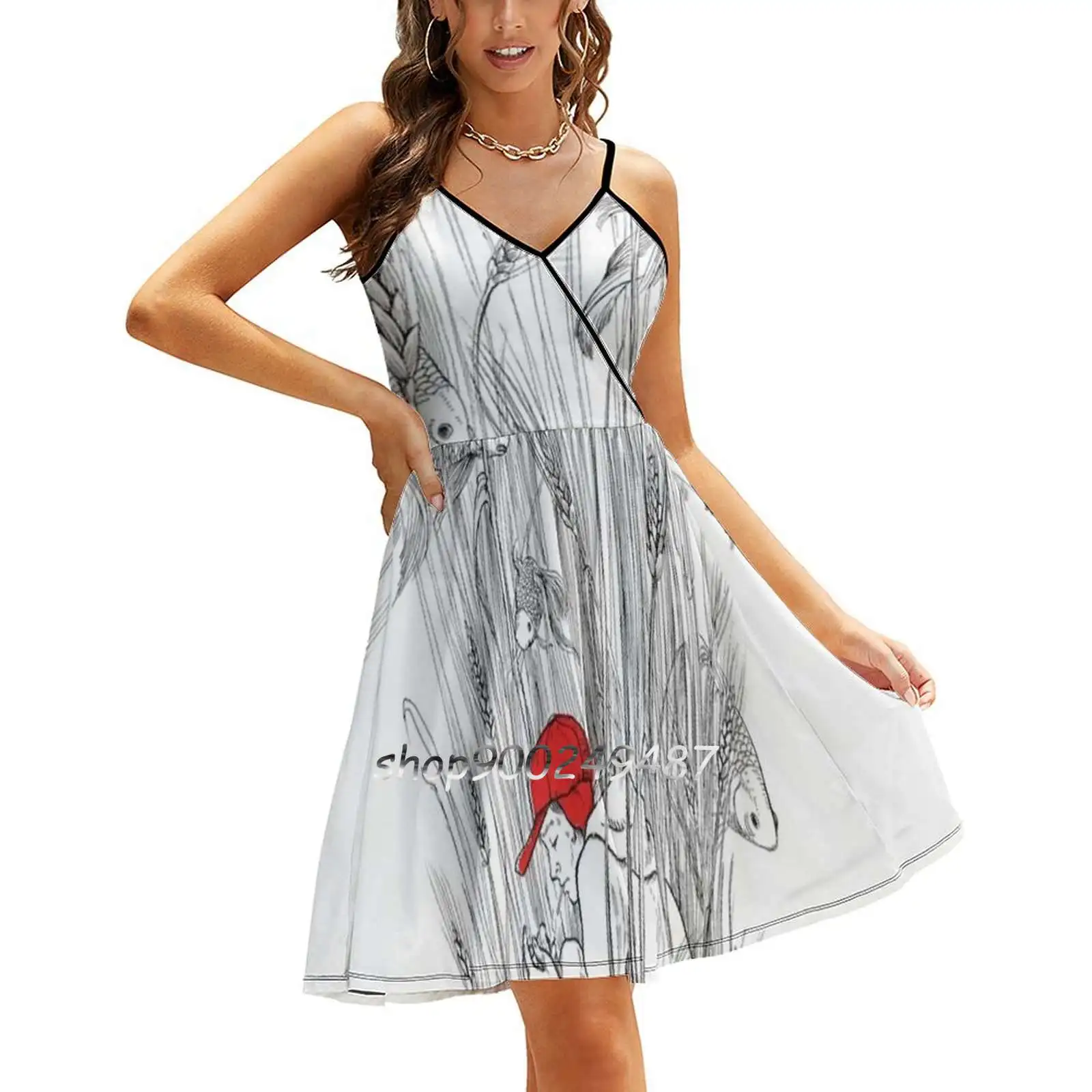 Holden Sling Dress Donna Summer Printing Condole Belt Dresses Holden Caulfield Catcher In The Rye Rye Goldfish Fish Red Boy