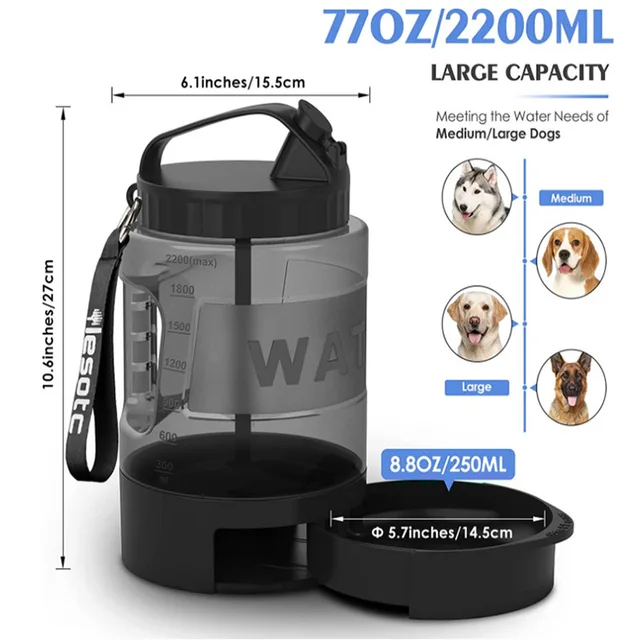2.2L Dog Water Bottle Large Capacity Drinking Water Bottle Outdoor Sports Water Bottle Outdoor Cat and Dog Water Bottle 4