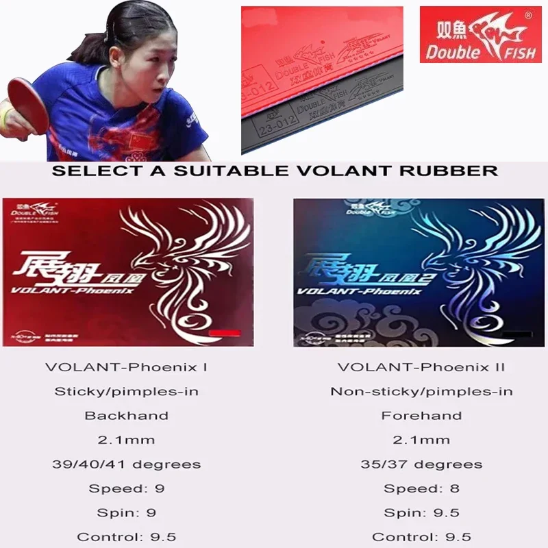 DOUBLE FISH VOLENT-Phoenix 1/2 Table-tennis Rubber Sheet Stickiness Pimples in Loop Fast Break Spin for Professional Athletes