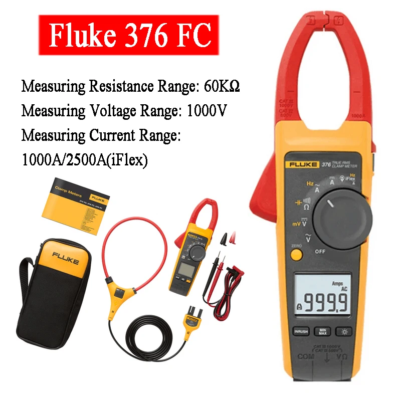 Fluke376FC1000AACDCTrueRMSClampMeterWithInsulatedHandTool