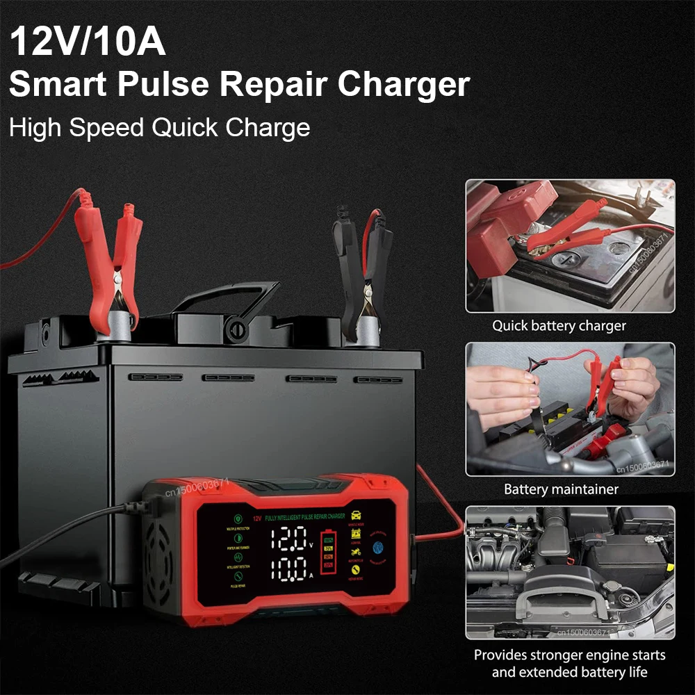 Car Battery Charger 12V Intelligent Automotive Battery Charger For Car and Motorcycle Power Puls Repair Charger Battery Charging - 2
