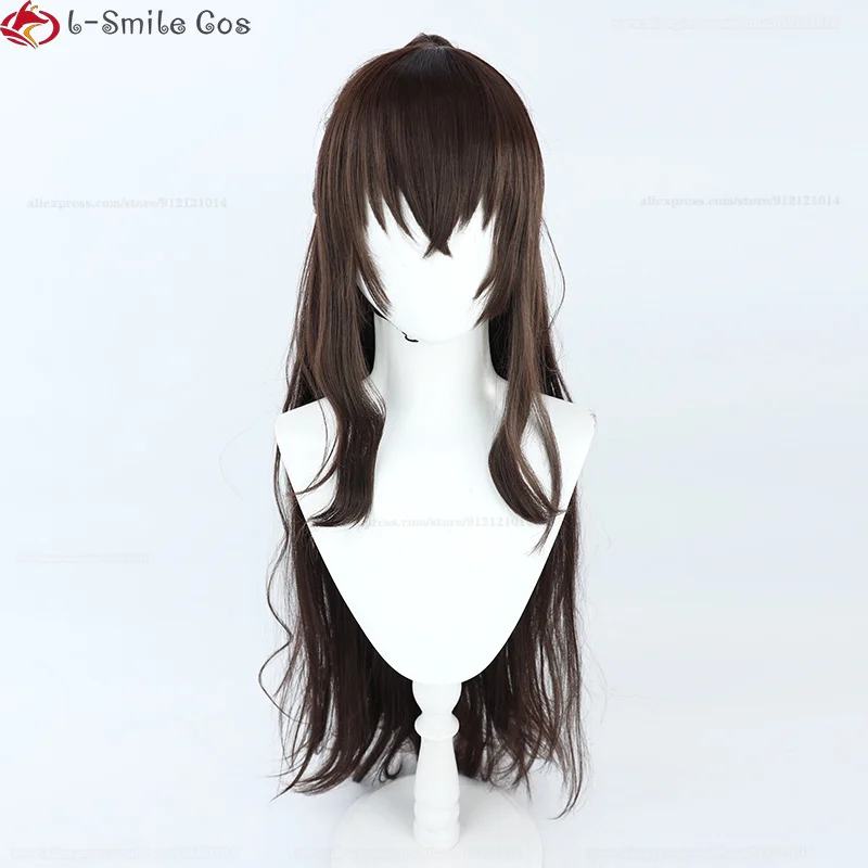 Dazai Osamu Anime Cosplay Perücke Damen Braun 100cm Locken Hitzebeständig Synthetik 3