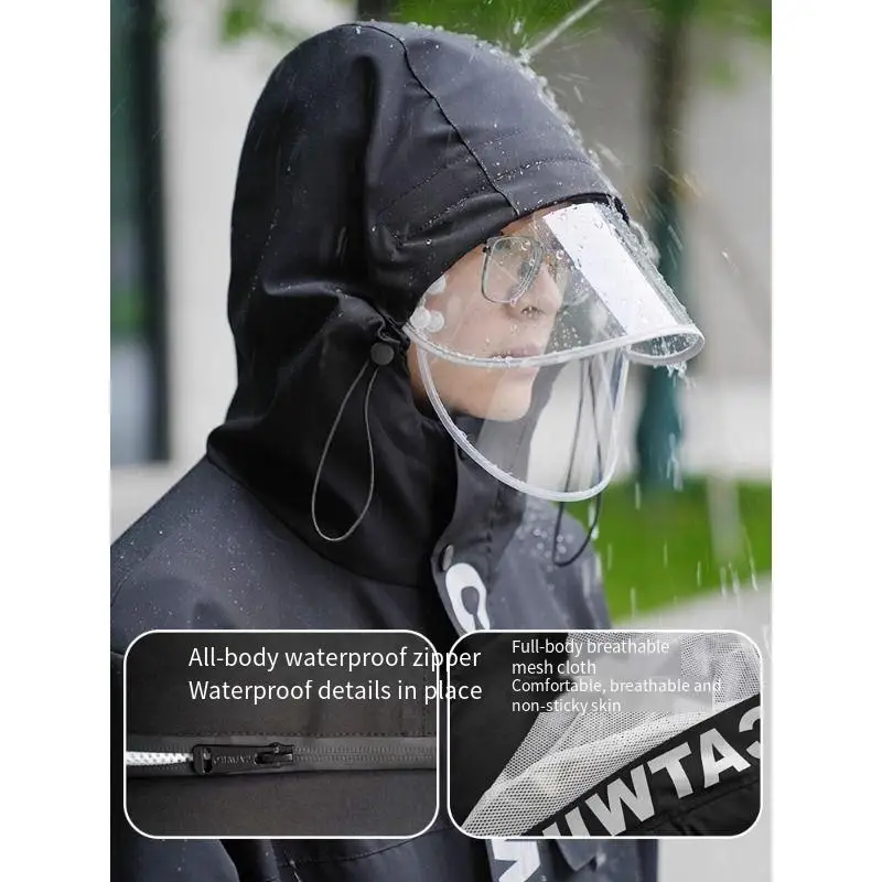 전기 오토바이 라이더용 전신 우비, 유니섹스 롱 버전 플리스 안감, 방수 및 방우 라이딩 레인코트