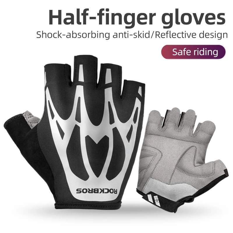 ROCKBROS Cycling Gloves SBR Pad Breathable Fingerless Gloves Shock Absorbtion Non-Slip Bicycle MTB Silicone Palm Rest cycling gloves