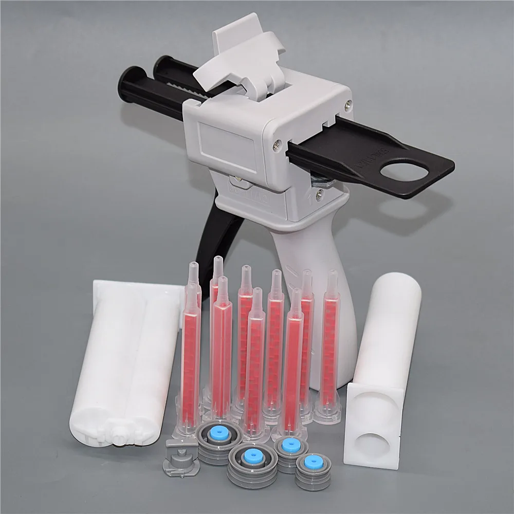 

1:2 AB Glue Guns 50ml Dispenser Caulking Gun and 10pcs 83mm Static Mixing Nozzles with 2pcs 50ml 1:2 Empty Dual-Barrel Cartridge